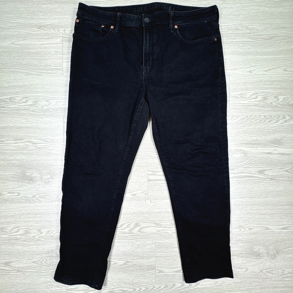 American Eagle Men's Jeans Original Straight Black 36x30 Airflex+ Stretch Denim